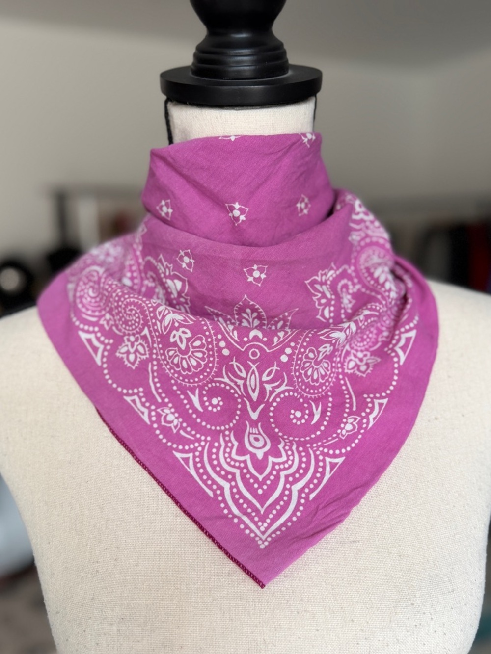 Pink Paisley Bandana Scarf 100% Cotton Made in USA